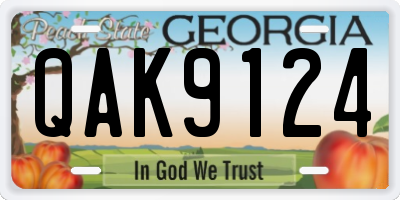 GA license plate QAK9124