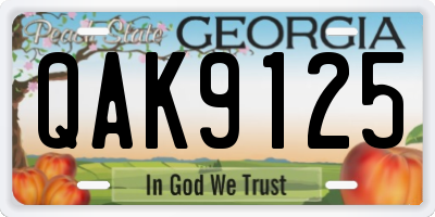 GA license plate QAK9125