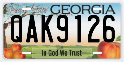 GA license plate QAK9126