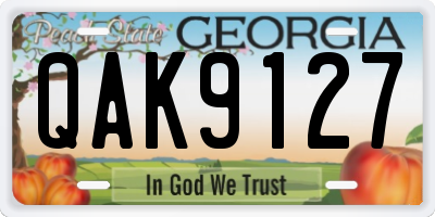 GA license plate QAK9127