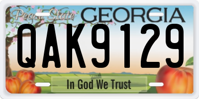 GA license plate QAK9129