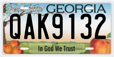 GA license plate QAK9132