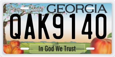 GA license plate QAK9140