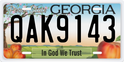 GA license plate QAK9143