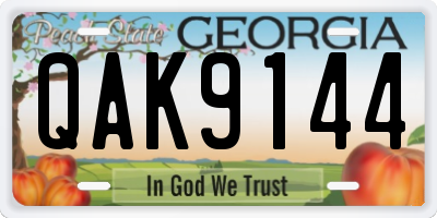 GA license plate QAK9144
