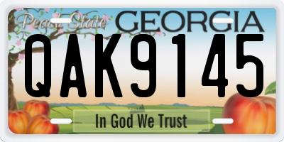 GA license plate QAK9145