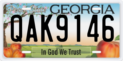 GA license plate QAK9146
