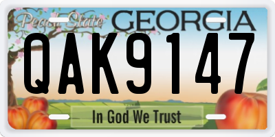 GA license plate QAK9147