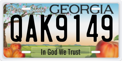 GA license plate QAK9149