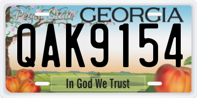 GA license plate QAK9154