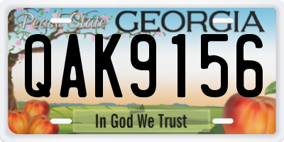 GA license plate QAK9156