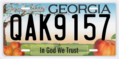 GA license plate QAK9157