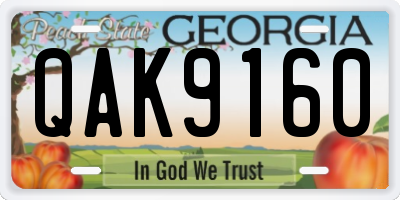 GA license plate QAK9160