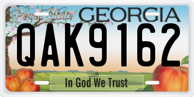GA license plate QAK9162
