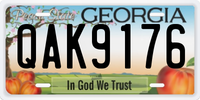 GA license plate QAK9176