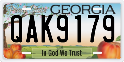 GA license plate QAK9179