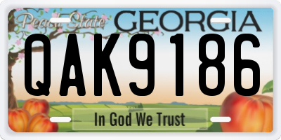 GA license plate QAK9186