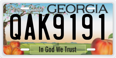 GA license plate QAK9191