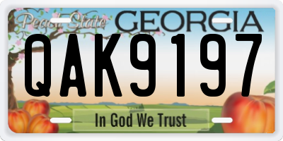 GA license plate QAK9197