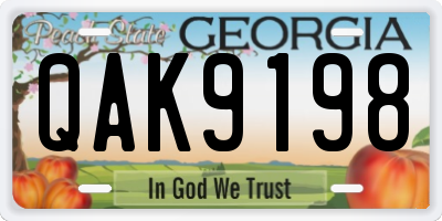 GA license plate QAK9198