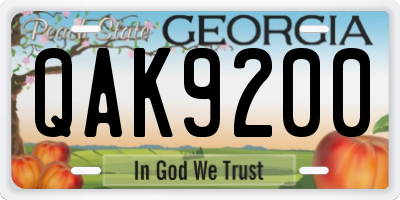 GA license plate QAK9200