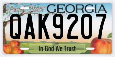 GA license plate QAK9207