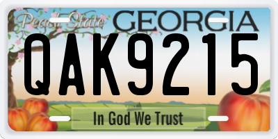 GA license plate QAK9215
