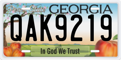 GA license plate QAK9219