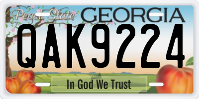 GA license plate QAK9224