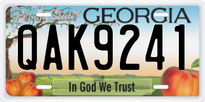 GA license plate QAK9241