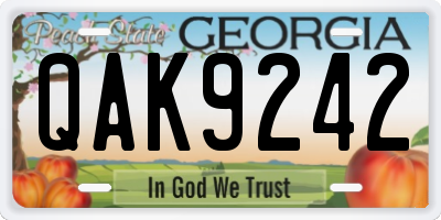 GA license plate QAK9242