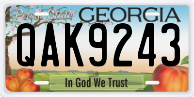 GA license plate QAK9243