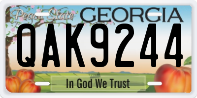 GA license plate QAK9244
