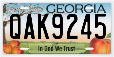 GA license plate QAK9245