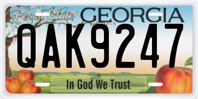 GA license plate QAK9247
