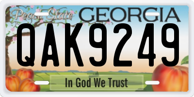 GA license plate QAK9249