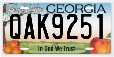 GA license plate QAK9251