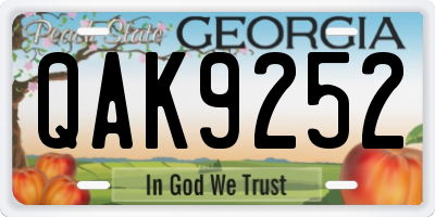 GA license plate QAK9252