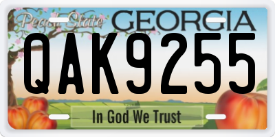 GA license plate QAK9255