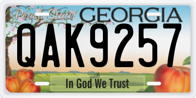 GA license plate QAK9257