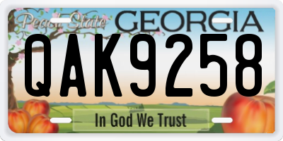 GA license plate QAK9258