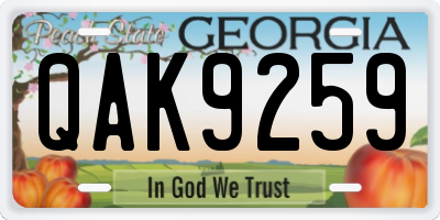 GA license plate QAK9259