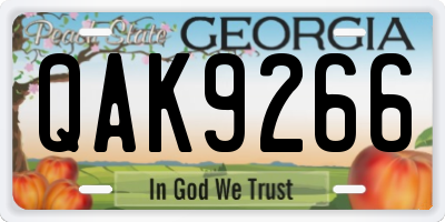 GA license plate QAK9266