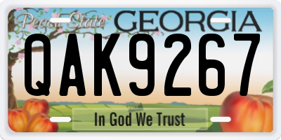 GA license plate QAK9267