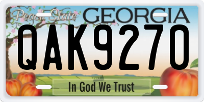 GA license plate QAK9270