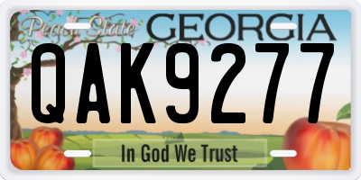 GA license plate QAK9277