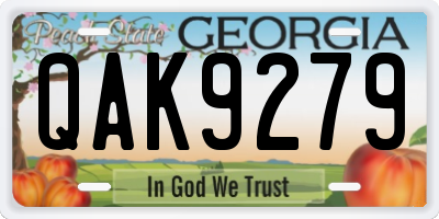 GA license plate QAK9279
