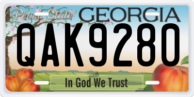 GA license plate QAK9280