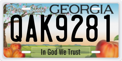 GA license plate QAK9281