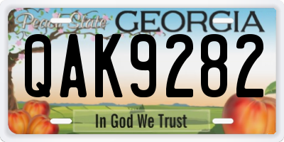 GA license plate QAK9282